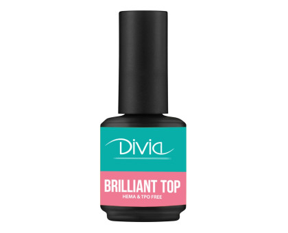 Топ глянцевий Divia Brilliant Top 15ml без липкого шару