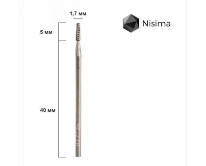 Фреза твердосплавна Nisima HT713 M "безпечна голка" синя, шипоподібна