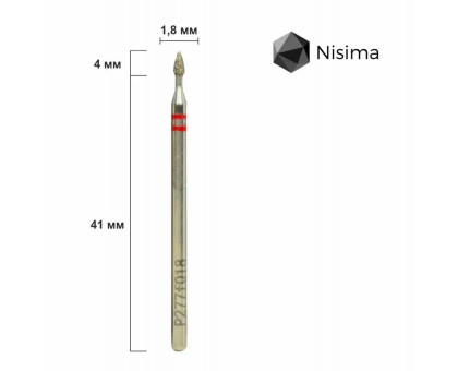 Фреза алмазна Nisima P277 m 018 – піка, червона насічка