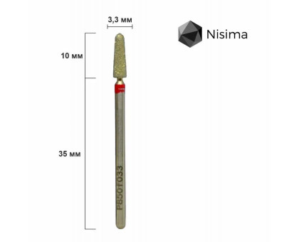 Фреза алмазна Nisima P850 f 033 – скруглений конус, червона насічка