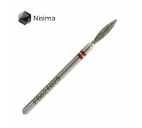 Фреза алмаз.Nisima P862 f 025 пламя 10мм остр. червона