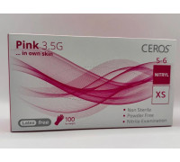 Рукавички нітрилові Ceros 100 шт рожеві XS
