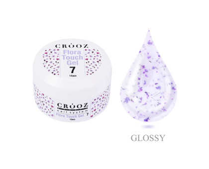 Гель з сухоцвітами Crooz Flora Touch Gel №07 – молочний з фіолетовими квіточками (15 мл)