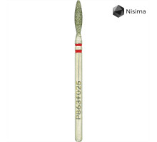 Фреза алмаз.Nisima P863 f 025 пламя 10мм туп. червона