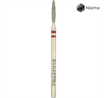 Фреза алмаз.Nisima P863 f 018 пламя 10мм туп. червона