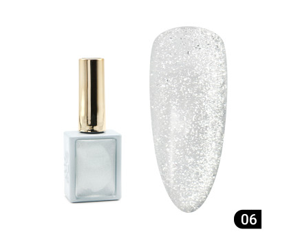 Гель-лак котяче око Global Fashion Silver Snow White Cat Eyes №06, 8 мл