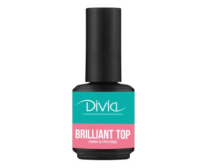 Топ глянцевий Divia Brilliant Top 15ml без липкого шару