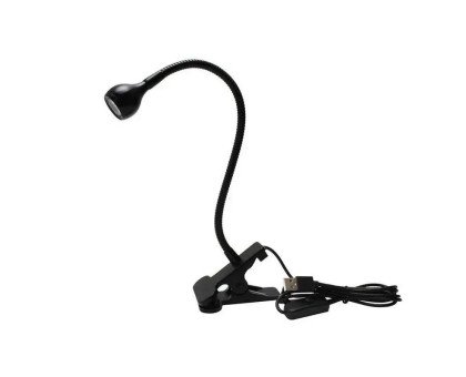 Лампа-ліхтарик Тюльпан чорна 3W USB з прищіпкою та гнучкою ніжкою