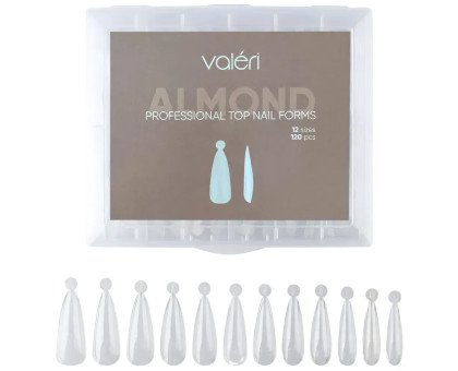Верхні форми для нарощування нігтів Valeri Almond (мигдаль) 120 шт