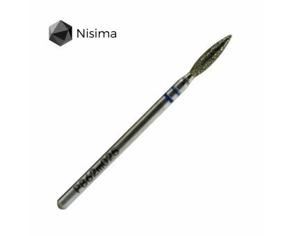 Фреза алмазна Nisima P862 "плам’я" Ø2.5 мм, синя насічка, 10 мм