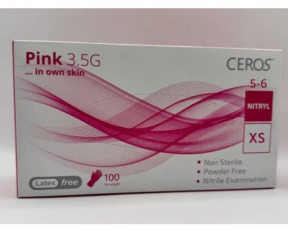 Нітрилові рукавички Ceros рожеві XS, 100 шт