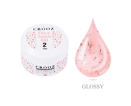 Гель з сухоцвітами Crooz Flora Touch Gel №02 – ніжно-рожевий прозорий Builder Gel (15 мл)