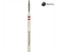 Фреза алмаз.Nisima P863 f 018 пламя 10мм туп. червона