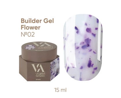 Builder Gel Flower Valeri №02 молочний з бузковими сухоцвітами 15 мл