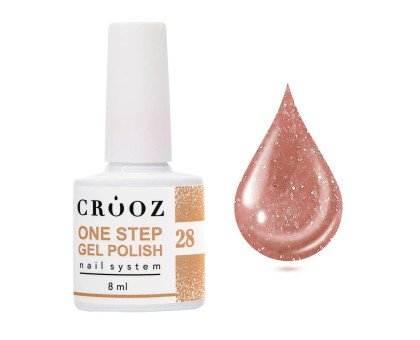 Однофазний гель-лак Crooz One Step №28 ванільно-бежевий із шиммером 8 мл